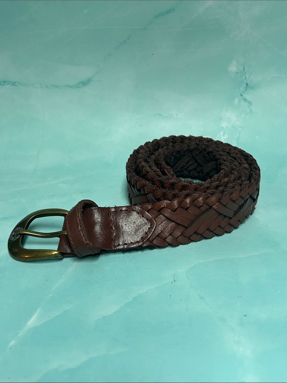 Braided Leather Men’s Belt - Brown 46 inches